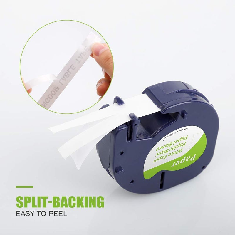 Label Kingdom 20 Pack Replacement For Dymo Label Maker Refills Dymo Letratag 91330 10697 Refills, Lt Paper Self-Adhesive Labeling Tape For Letra Tag Lt-100T Lt-100H Lt200B Plus Qx50, Black On White - Image 4